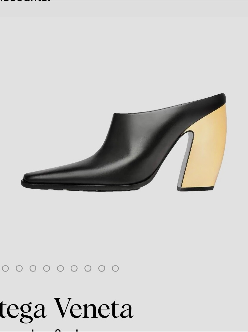 Bottega Veneta Black Leather Mule with Gold Block Heel